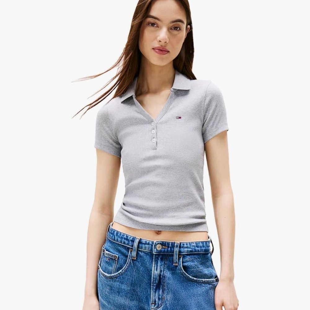 Tommy Hilfiger Women's Light Gray Polo Tee